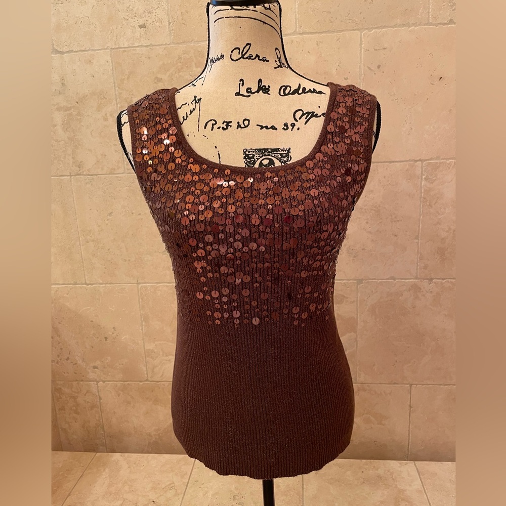 Lauren Michelle Red Sequin Fitted Tank Top